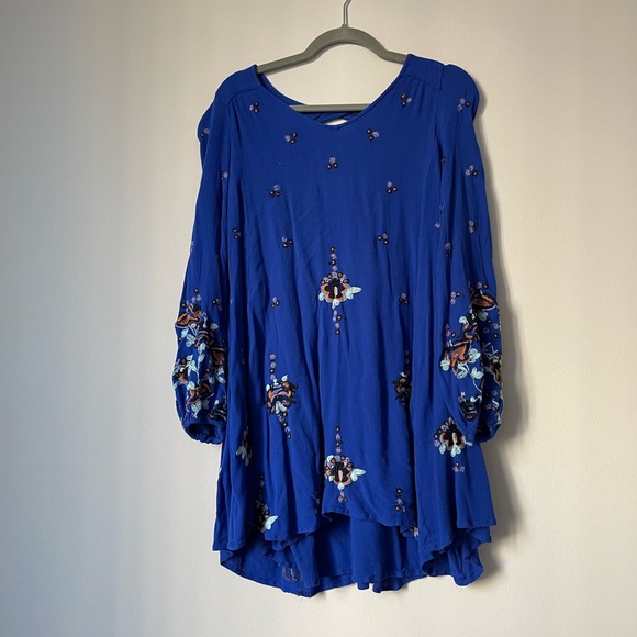 Free People Dress “Oxford Embroidered Mini” (Blue) - Picture 3 of 6